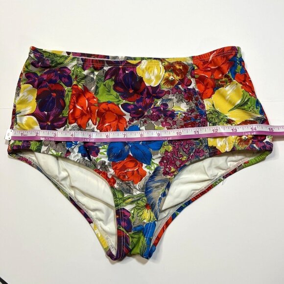 Anthropologie Allihop Seamed High-Waisted Floral Swim Bottoms S Beach Summer - Picture 7 of 8